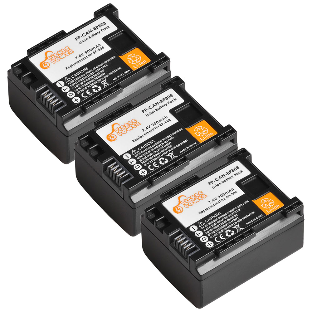 900mAh BP-808 BP 808 Battery for Canon BP-827 BP 827 BP-819 BP-807 BP-809 XA10 HF20 HF10 HF100 HG20: 3 battery