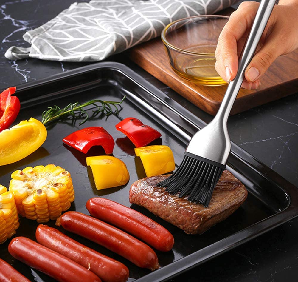 Sauce Basting Brush Kitchen Oil BBQ Grill Brush Stainless Steel Cooking Barbecue Brushes Silicone Pastry BBQ Accessories