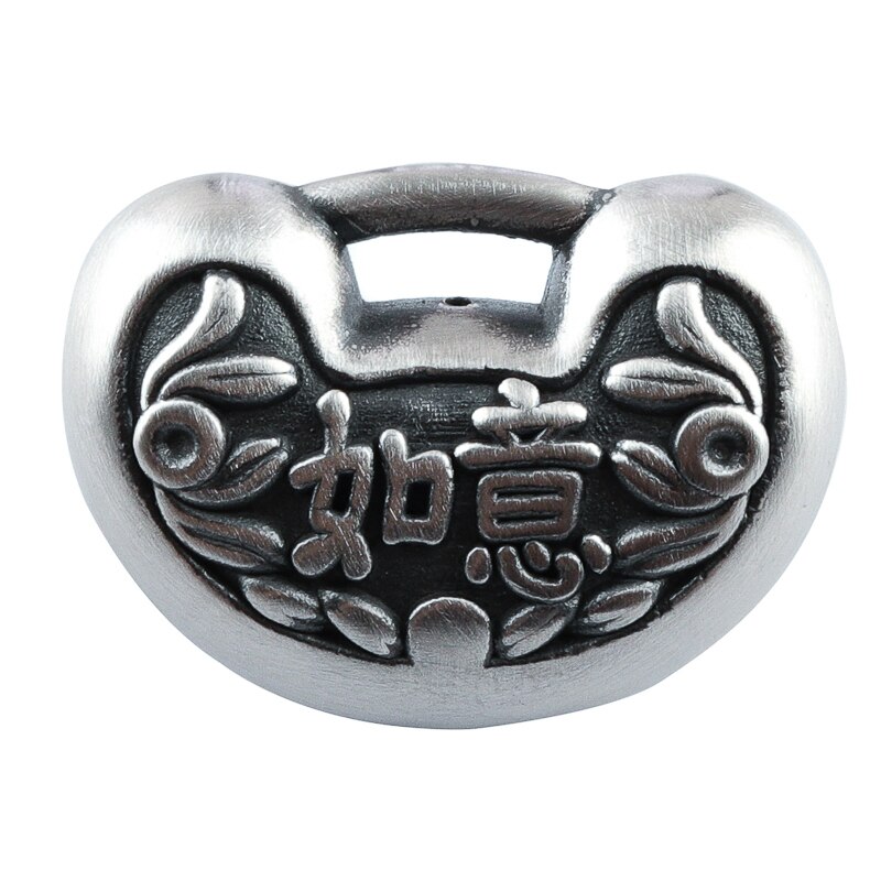 Ruyi pingente feminino de prata, acessório de joia pingente retrô de dupla face para vida longa com gravação à mão