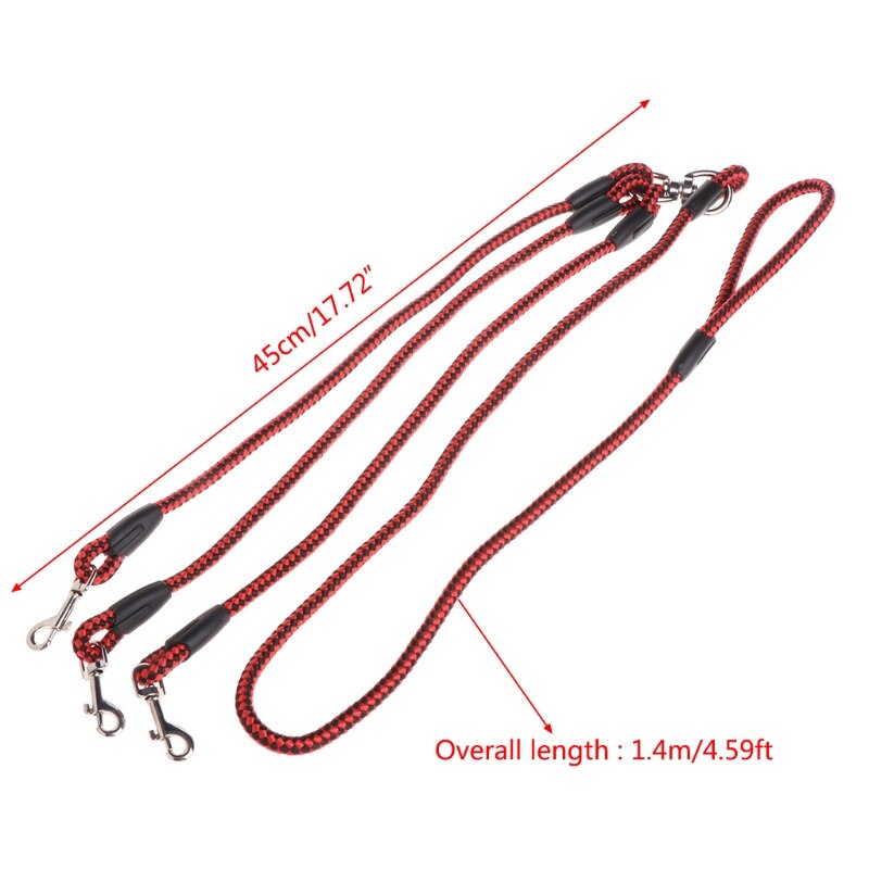 Triple Honden Leash Coupler Lood Met Nylon Zachte Handgreep Voor Wandelen 3 Honden Buiten