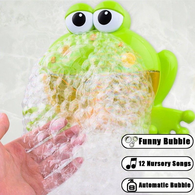 Máquina de burbujas para bebé, juguete de baño para ducha de rana grande, cangrejo, automático, con burbujas de música, sin batería