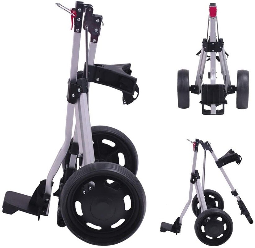 How True 2 Wheel Foldable Golf Push Cart Collapsible Golf Trolley Push Pull Golf Cart