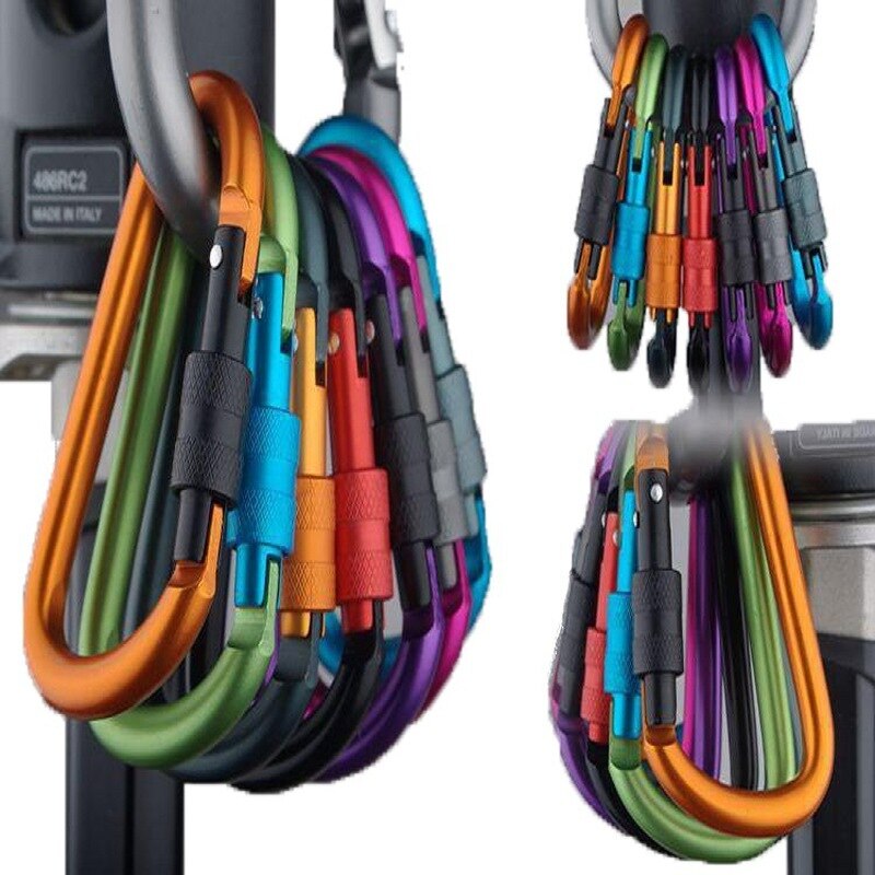 8cm Aluminum Carabiner D-Ring Key Chain Clip Camping Keyring Snap Hook Outdoor Travel Kit