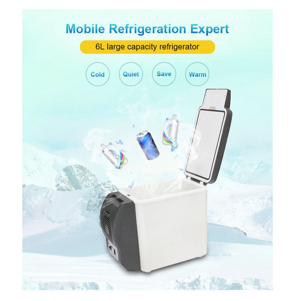 6L Mini Refrigerator Portable Car Boat Yacht Fridge Freezer Cooler Warmer Mini Refrigerator 6L 9 Can 12V Refrigerator