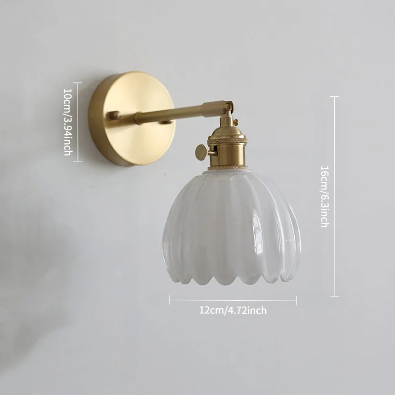Vintage zielony tulipan szklany klosz lampy ściennej salon sypialnia lampa na drzwi lampki nocne: Niebieski