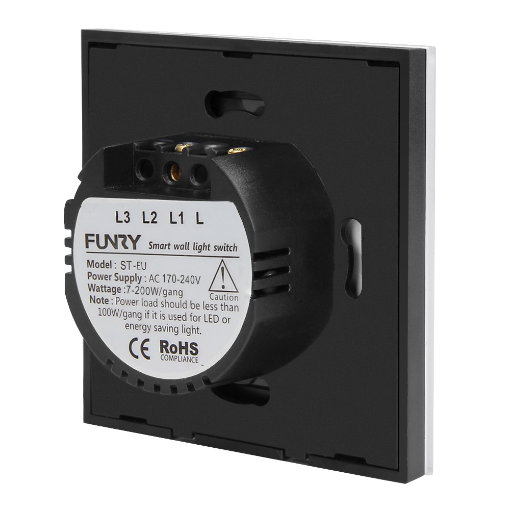 FUNRY ST1 1 gang 1 way EU Standard Touch Switch Glass Panel Lamp Switch Wall Light Touch Switch 170-240V 86*86*36mm 7-200W/gang