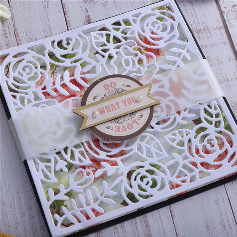DiyArts Rose Blossom Frame Dies Background Metal Cutting Dies Craft Stencil Punching Templates Scrapbooking Decorative Mold