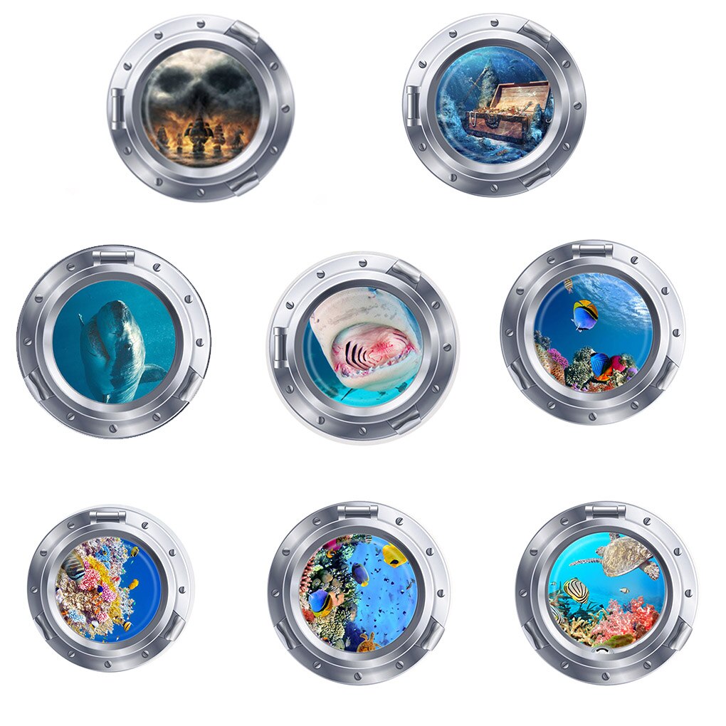 3D Submarine Window Pattern Removable Wallpaper Self Adhesive Mural Decal Art Wall Sticker Living Room Decor