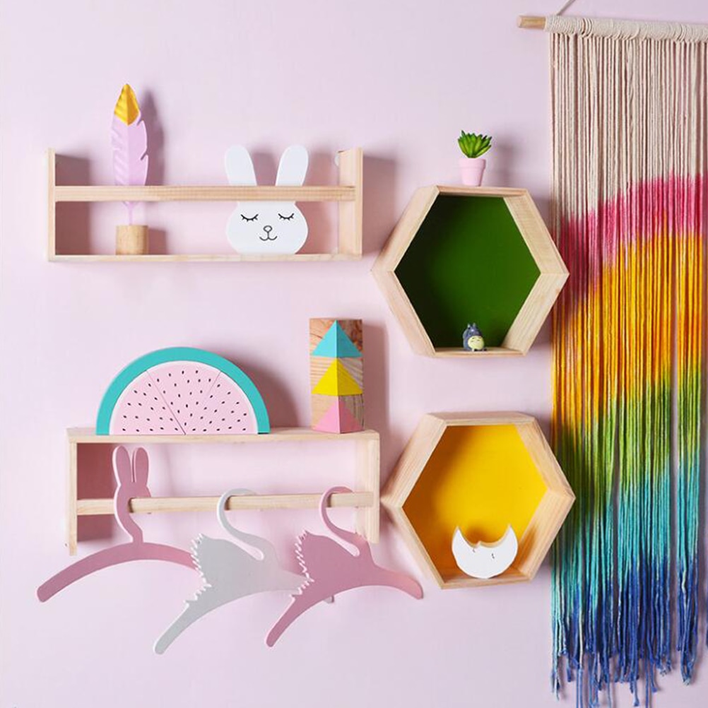 Vegghylle massivt tre ramme arrangør hylle flytende hyller veggmontert til soverom dårlig hjemme butikk primærfarge