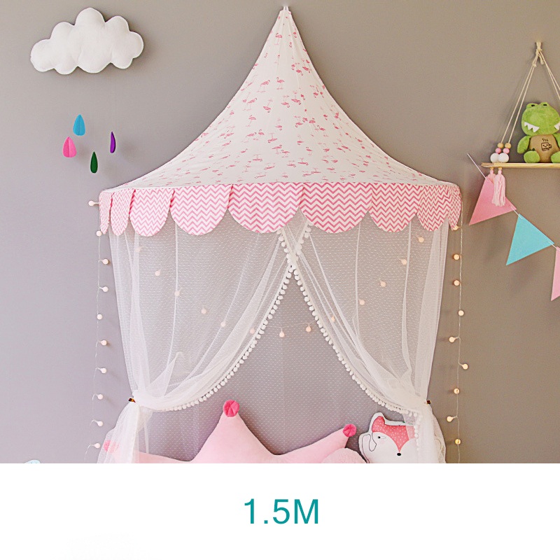 Baby Crib Netting Princess Dome Bed Canopy Childrens Bedding Round Lace Mosquito Net For Baby Sleeping 6 Colors: 1.5M Style 7