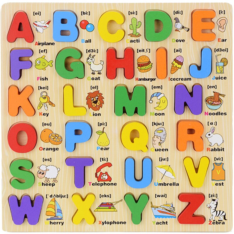 Enfants apprenant la lettre majuscule minuscule Alphabet conseil langue jouets éducatifs en bois pour enfants lettre Scrabble: uppercase letter