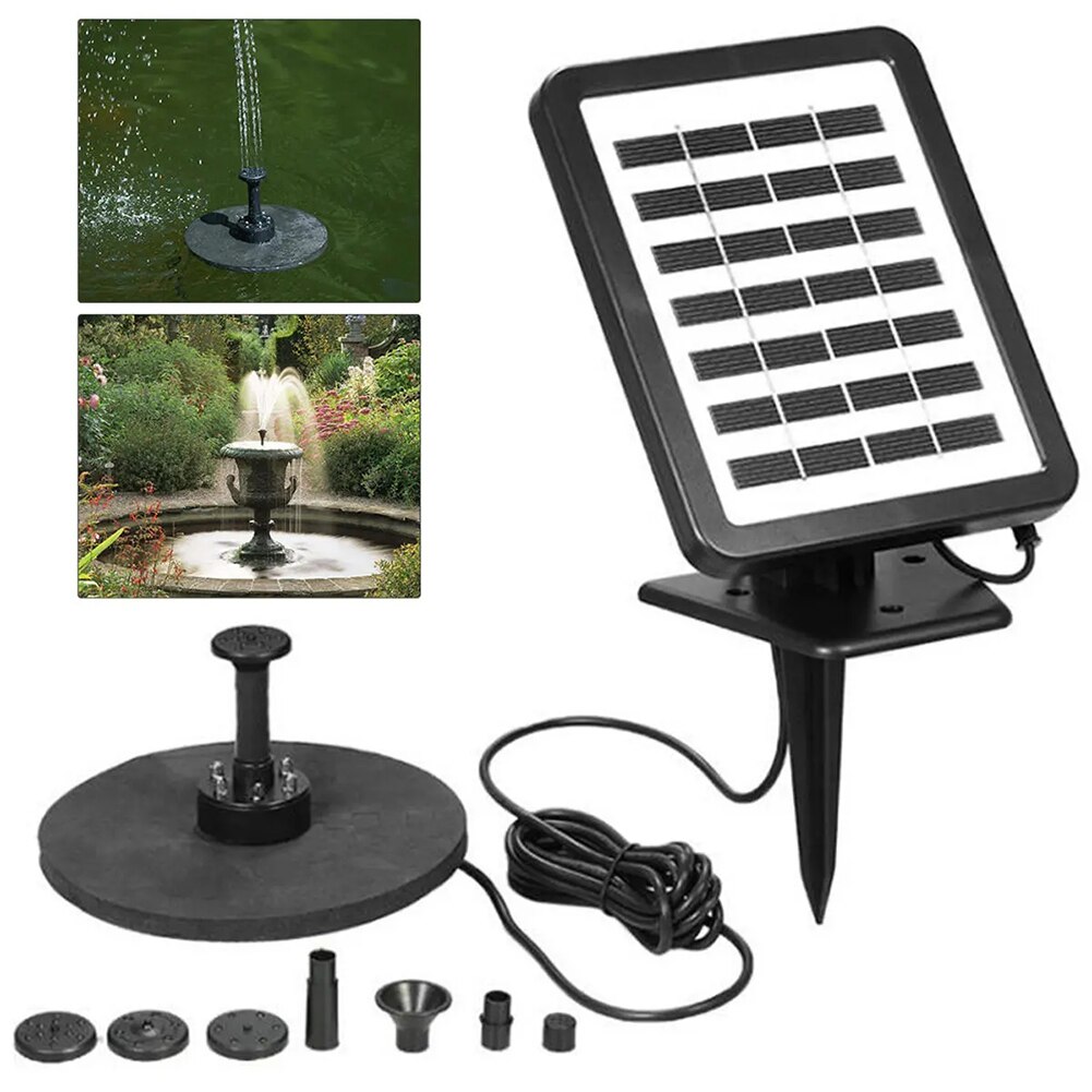 Solar Powered Water Pump Kit 1.5W Solar Panel Water Floating Solar Powered Fountain 7 Nozzles Bird Bath Pond Garden Water Pump