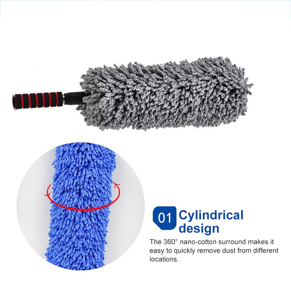 Biltvätt borste habdle fordon ren mikrofiber teleskop bil kaross damm vax damm mopp rengöring borste för bil verktyg