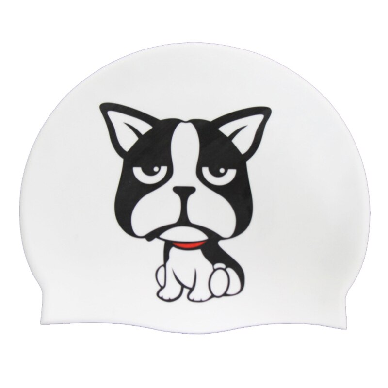 Kot kreskówkowy czepek dla psa osobowość basen kąpielowy czapki wodoodporny silikonowy kapelusz chroń uszy włosy dla mężczyzn kobiety chłopcy dziewczęta biały: pies - Adults