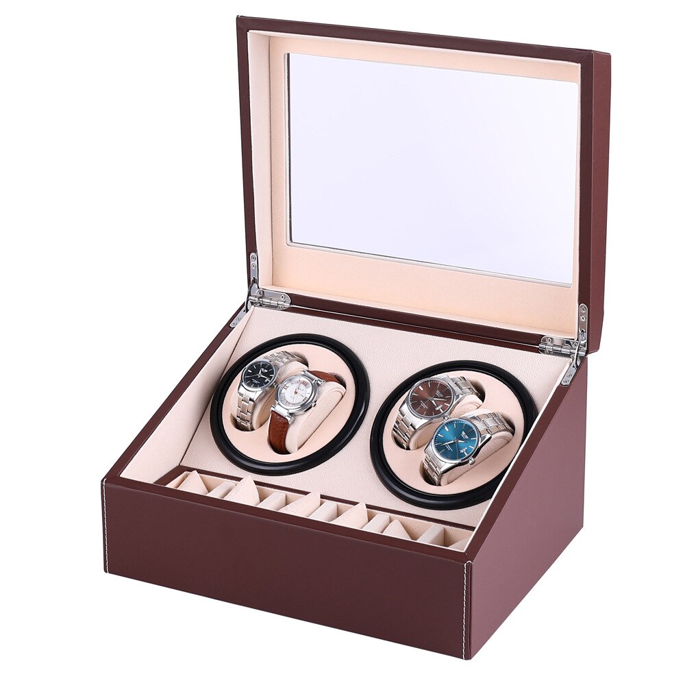 Automatic Watch Winder 6+ 4 Box Slient Motor Box Watches Mechanism Cases Drawer Storage Display Watches Remontoir: brown