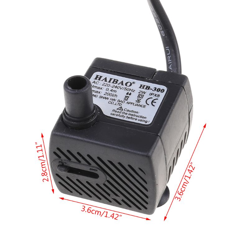 AC 110V/220-240V 2W Submersible Water Pump Aquarium Fountain Pond US/UK/EU Plug