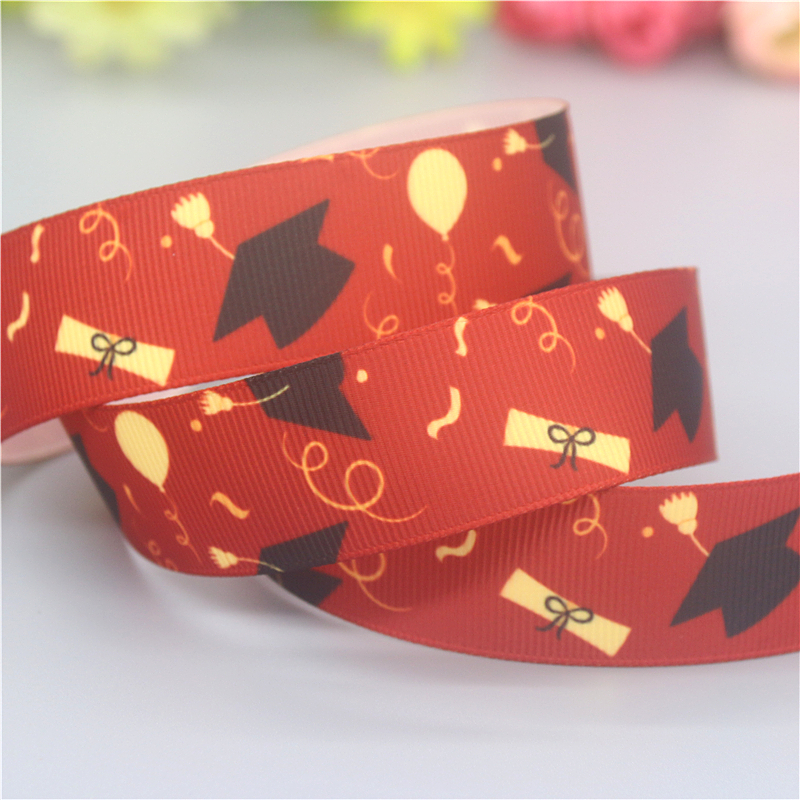 Duword 50iarde libro di laurea scuola stampata nastro Grosgrain accessori materiale copricapo decorazione fai da te cucito artigianale D2264: Argento antico / XS