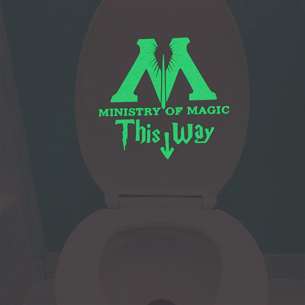 Magisk ministerium på denne måde glød i mørket toilet mærkat mærkat hjem indretning lysende væg klistermærke badeværelse dør vaskerum diy