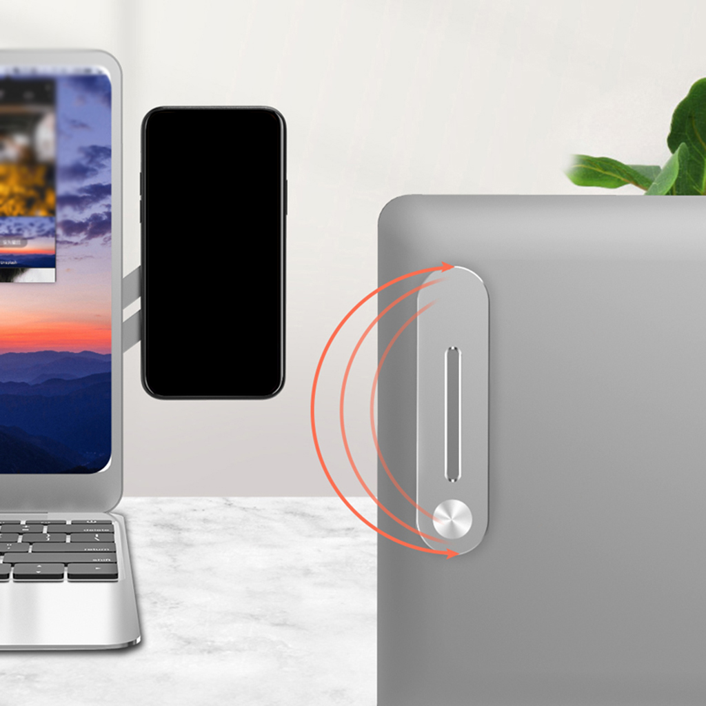 Magnetic phone holder, desktop laptop adjustable mounts, dual screen support: Silver
