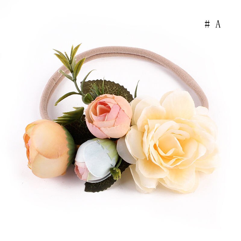 Diadema de flores hecha a mano bebé verano estilo recién nacído diadema, corona de flores niños a juego guirnalda accesorios de bandas para el cabello: 1