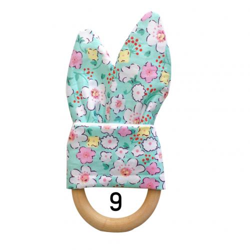 1Pcs Baby Bijtring Houten Ring Baby Bunny Oor Bijtring Kinderziektes Speelgoed Veilig Rustgevende Chew Douche Dental Oefening Speelgoed: 9