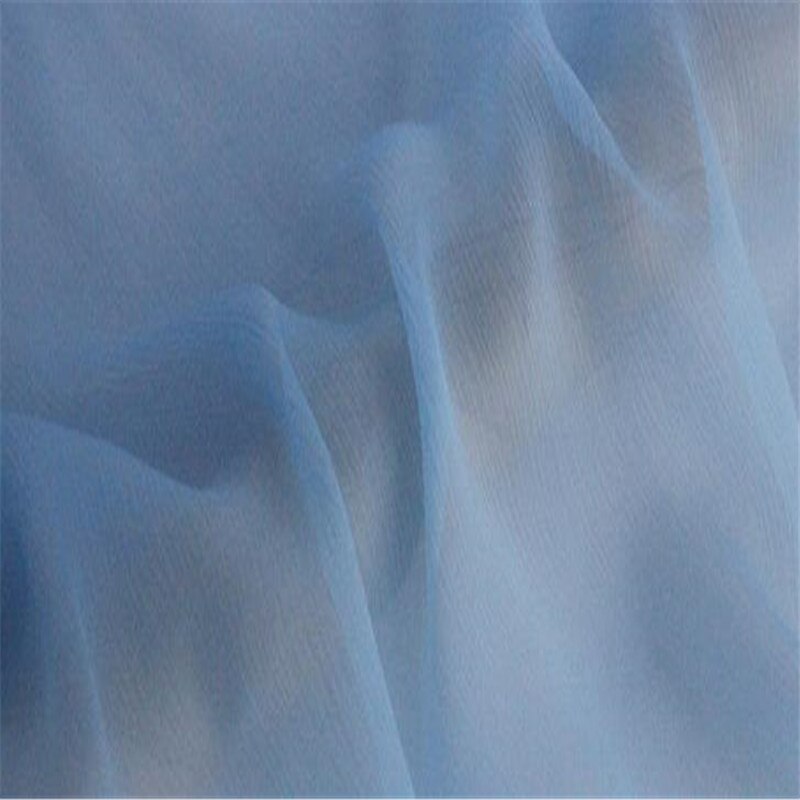 Tissu en mousseline de soie froissée , 5.5 m/m, 140cm, 54 pouces, crêpe Georgette de soie pour foulard: 15 sky blue