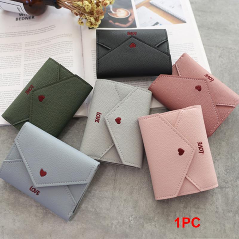 Heart Pattern Tassel Women Wallet for Credit Cards Small Luxury Mini PU Leather Short Womens Wallets and Purses