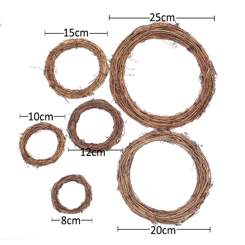 1Pc 12-20cm Christmas Wreaths DIY Handmade Garland Material Rattan Wreath for Christmas Party Door Wall Window Hanging Garland