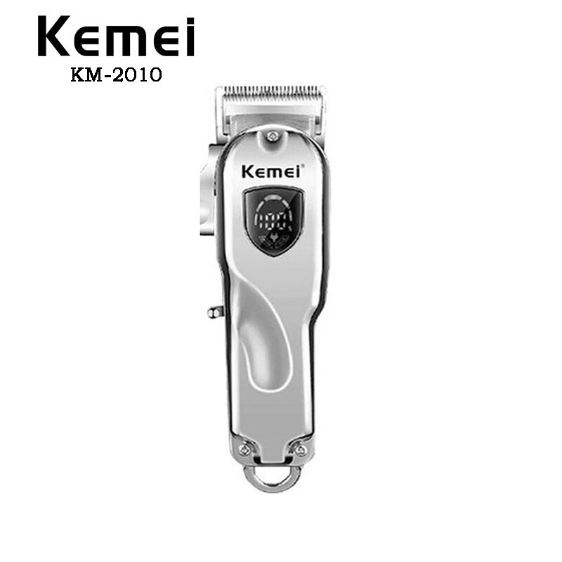 Kemei Kapper Tondeuse Professionele Tondeuse Snoerloze Haar Snijder Lcd Display Tondeuse Aanpassing Baard Trimmer: Silver no box