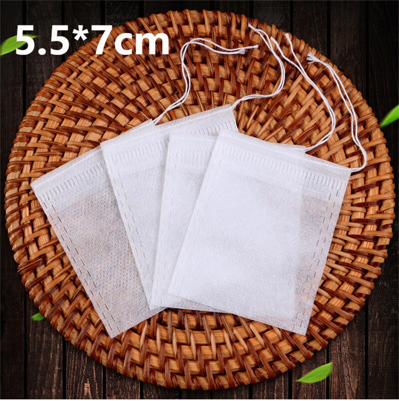 100Pcs Non-Woven Filter Bag Disposable Drawstring Teabag Non-Woven Fabrics Empty 5.5X7 6X8 7X9 8X12 10X15Cm Paper Bags 2022
