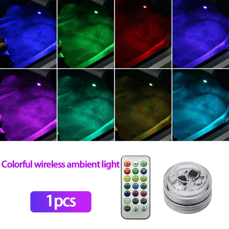 Lumière LED sans fil pour intérieur de voiture, adhésif, environnement, télécommande, décoration, toit de voiture, escales au pied, pâte à rmatérielle: 3000 K or