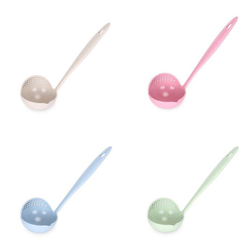 2in1 Kitchen Utensils Pot Soup Ladle Colander Spoon Cooking Wheat Straw Pot Soup Spoon Colander Tableware Tool