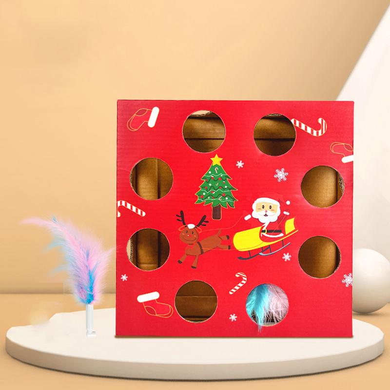 Interactive Cat Toys For Indoor Cats Automatic Cat Toy Feather Rotation In Multi Holes Maze Cat Puzzle Toy Fun Smart Teaser Toy