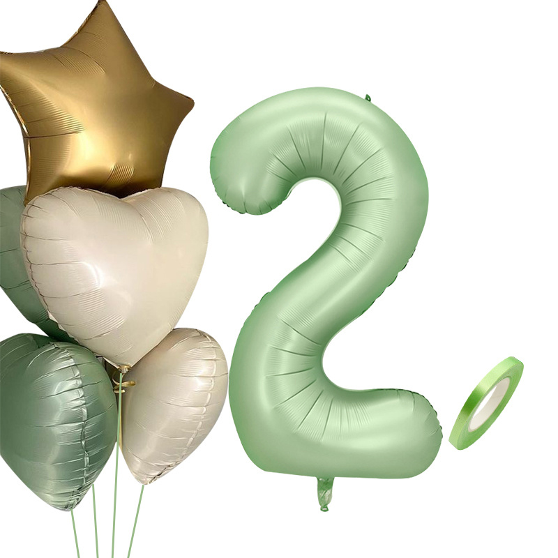 1SET 40inch Green Number Balloon With Star Heart Foil Balloons For 30 40 50 Adult Birthday Home Supplies Kids Party Decorations: Fluorescence Yellow