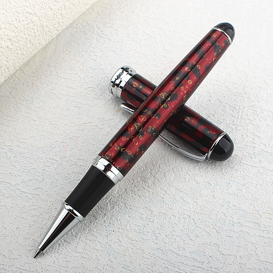 JINHAO 126 Luxury Pure Silver Rollerball Pen Metal Steel Ballpoint Pens with Case Office Supplies: Light Grey