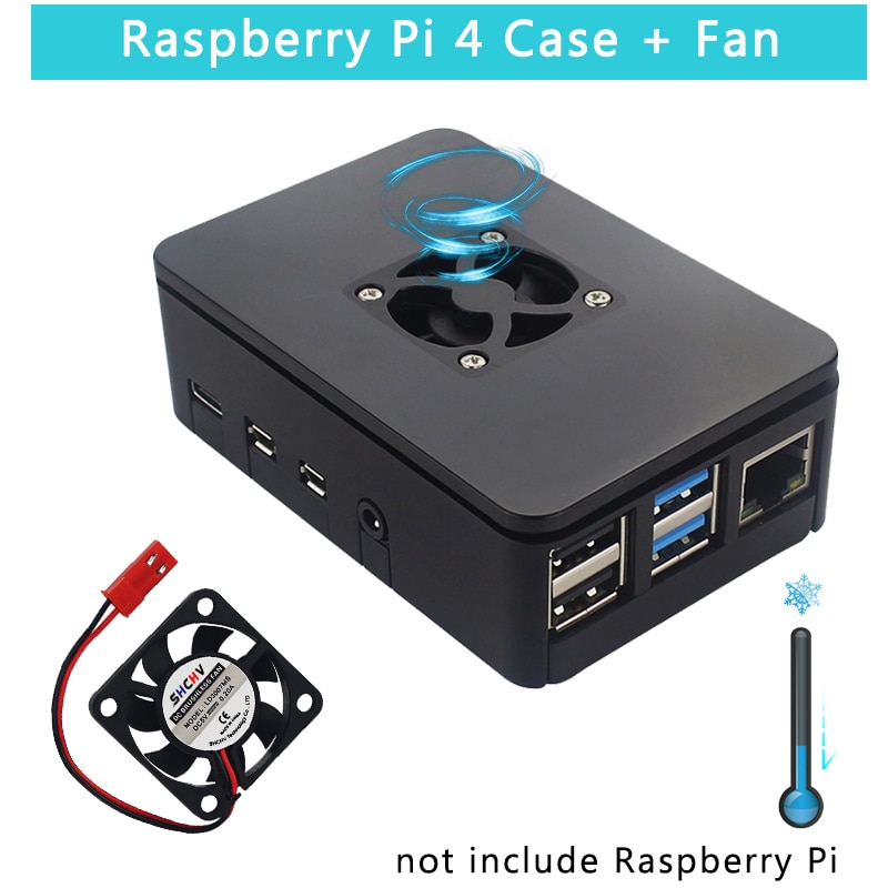 Raspberry Pi 4 ABS Case Plastic Box prtective Shell Zwarte Behuizing ondersteuning Koelventilator voor Raspberry Pi 4