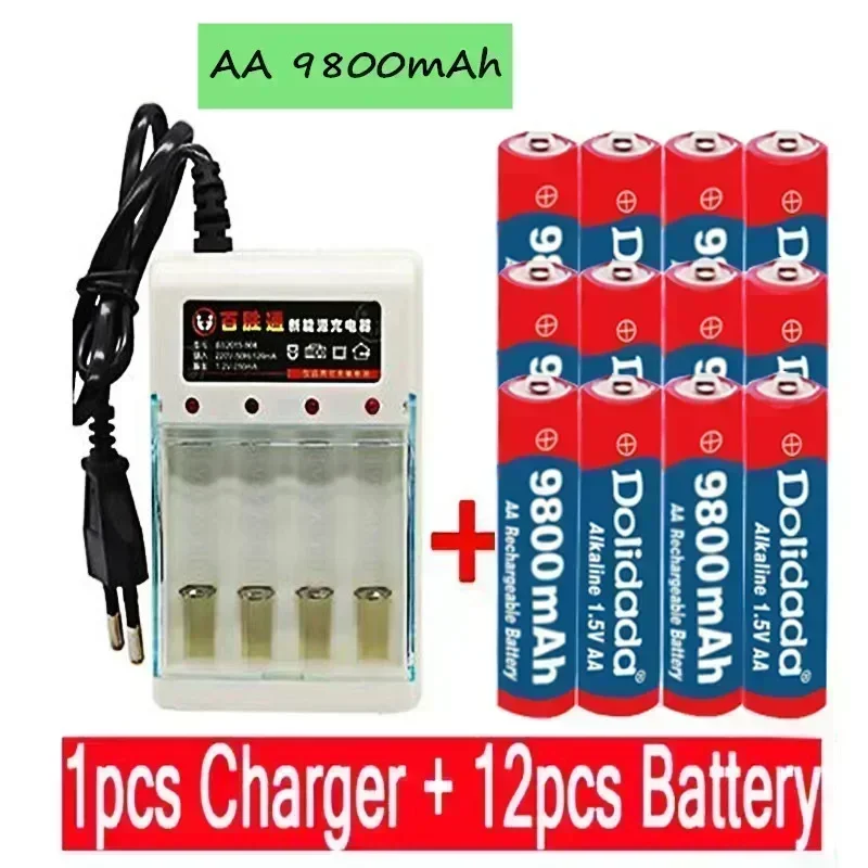! AA 9800mAh High - Capacity Rechargeable Battery withCharger - 1.5V Alkaline Power: Blue