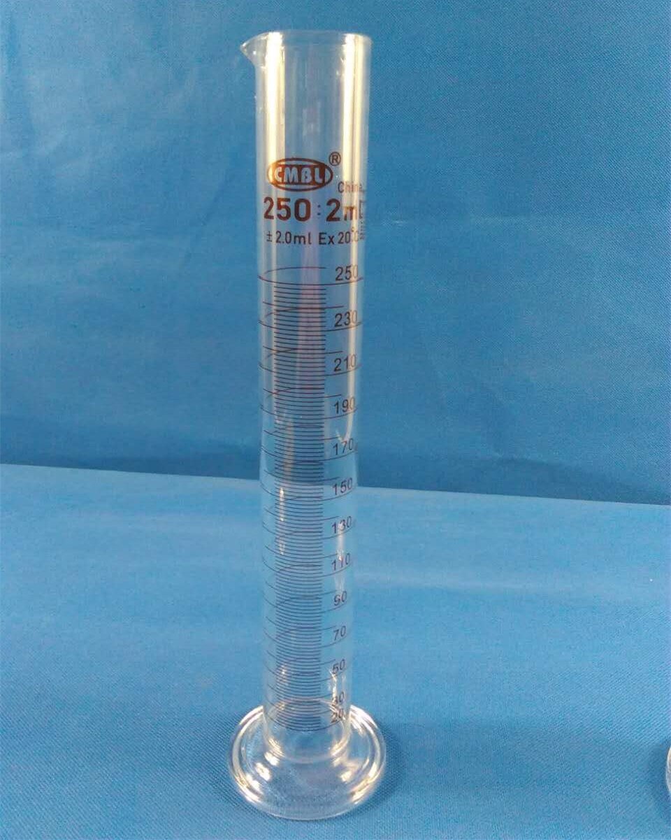 250 ml glas afgestudeerd cilinder, meten cilinder Chemie Laboratorium Benodigdheden Transparante Meetinstrument