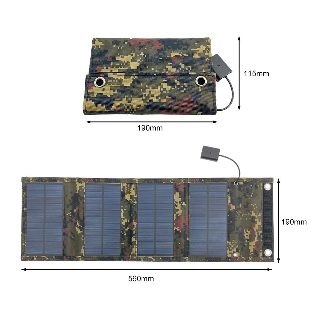 Solar Panel Portable Pack Mobile Power Solar Cells Battery Charger with Carabiner for Smartphone Backpack Outdoor Camping Hiking