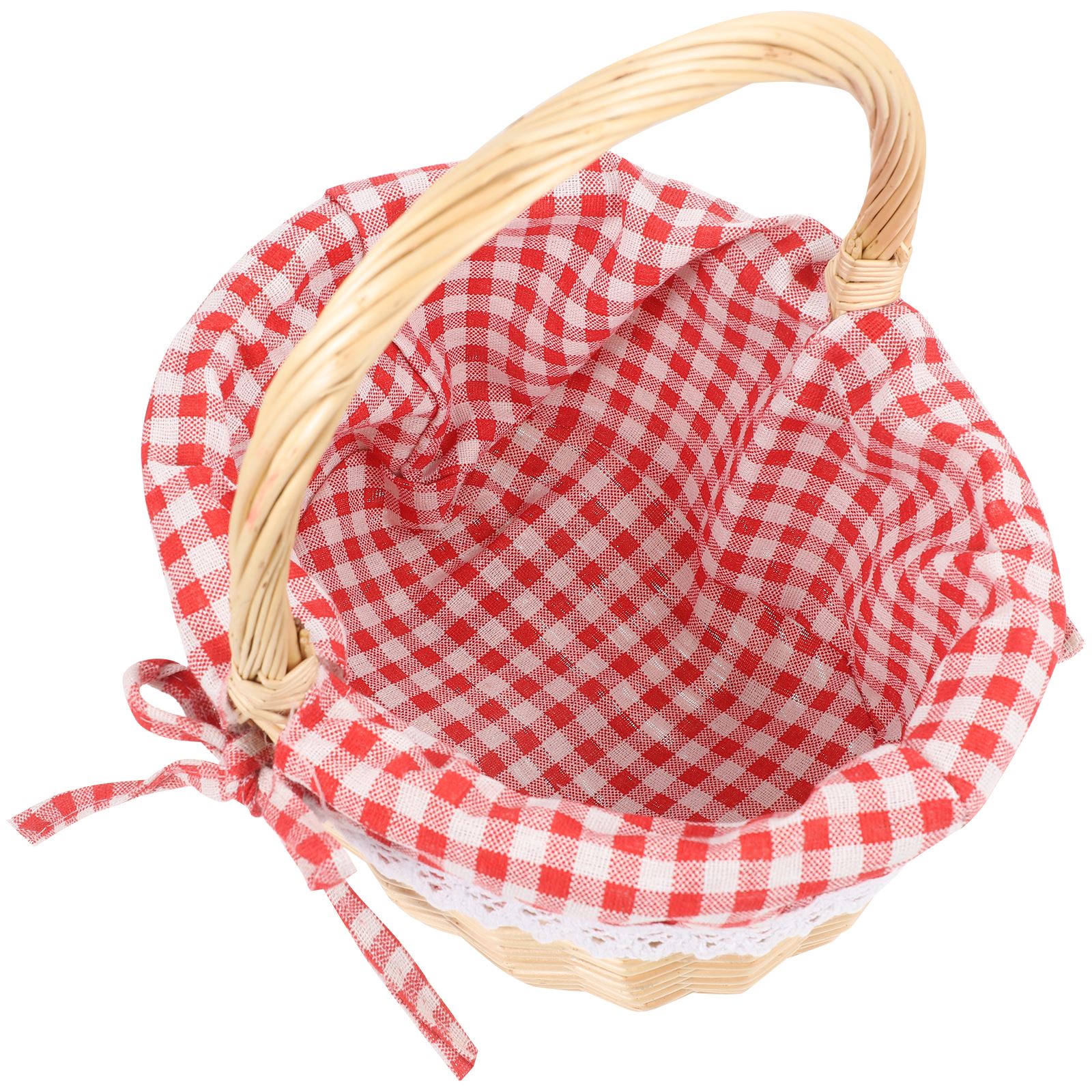 Zerodeko-cesta de Caperucita Roja, bolsa de Picnic tejida a mano, cesta de , cesta de almacenamiento de mimbre, cesta interior de lino