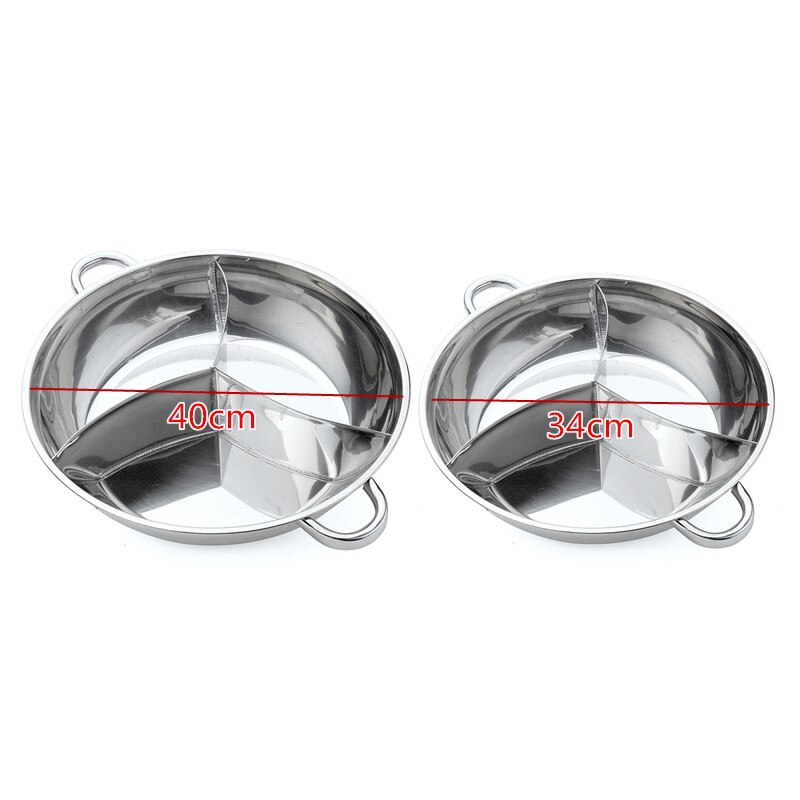 400mm Stainless Steel Pot Three Divided Cookware Induction Little Sheep Pot Pot Ruled Compatible Cooking Winter Party