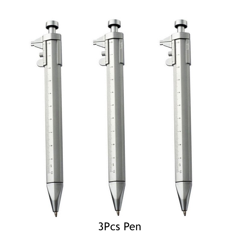 Multifunction Caliper Pen Refills Set Ball-Point 1.0mm Ballpoint pen Gel Ink Pen Rod Vernier Caliper Roller Ball Pen Stationery: Light Grey / Blue