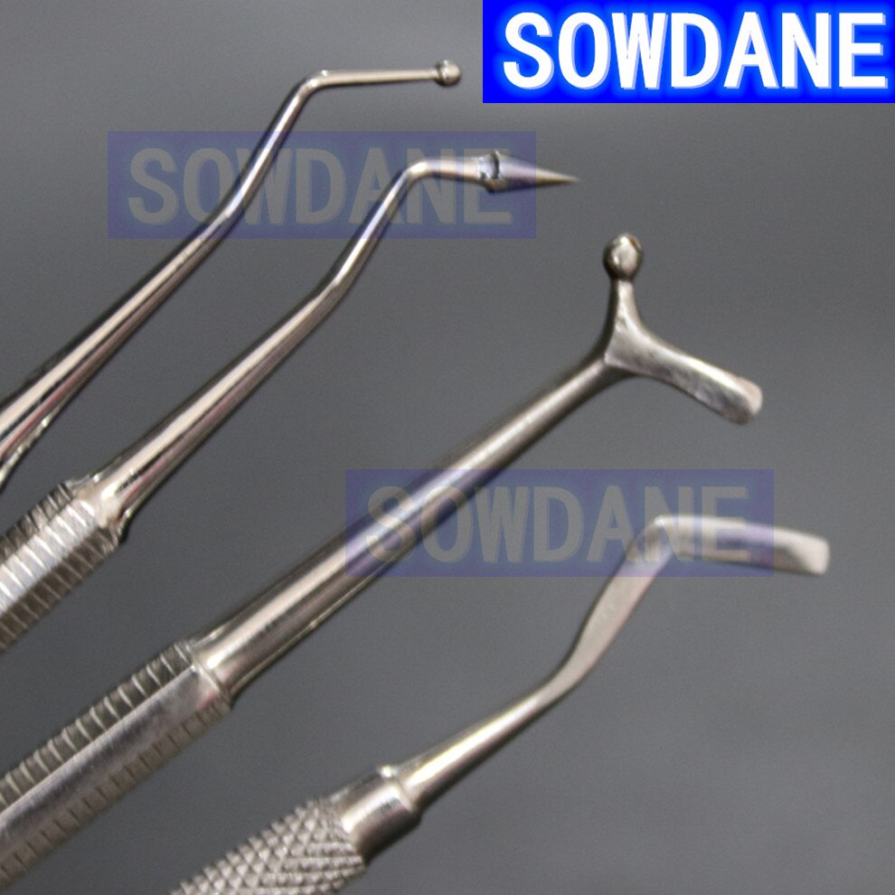 4Pcs Dental Rvs Composiet Vulling Instrument Spatel Amalgaam Plastic Dubbele Uiteinden Laboratorium Tool