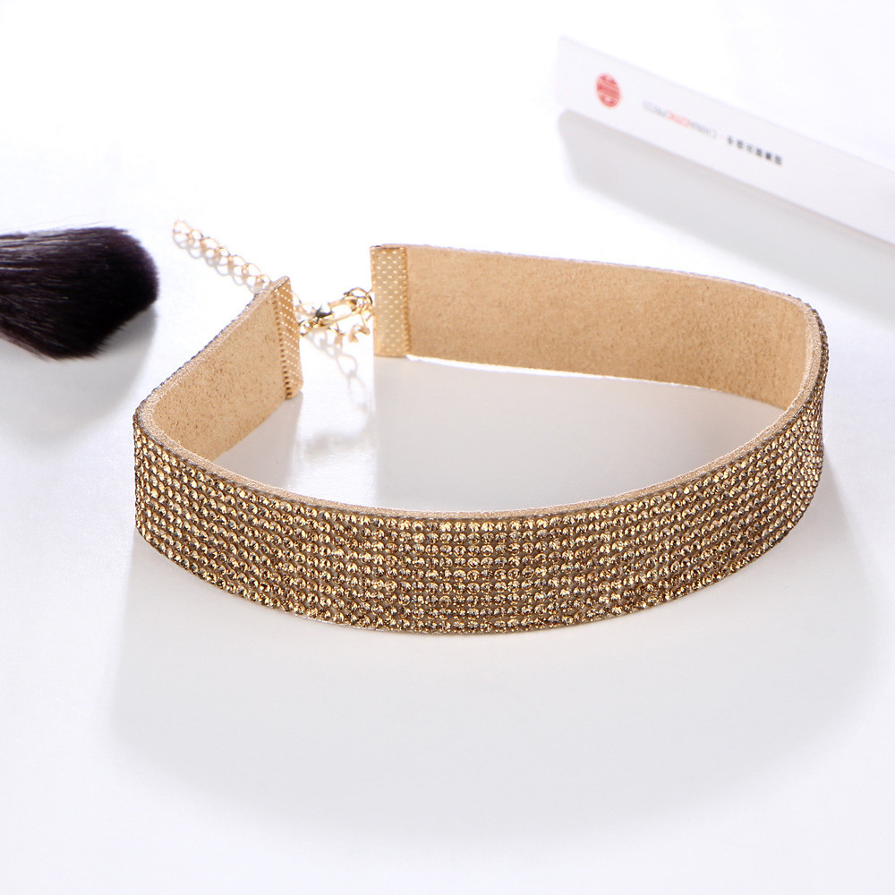Frauen Halsband Kristall Strass Charme Damen Schmuck Samt Halskette Gold Silber Farben Elegante Frauen Schmuck Bijoux # BC