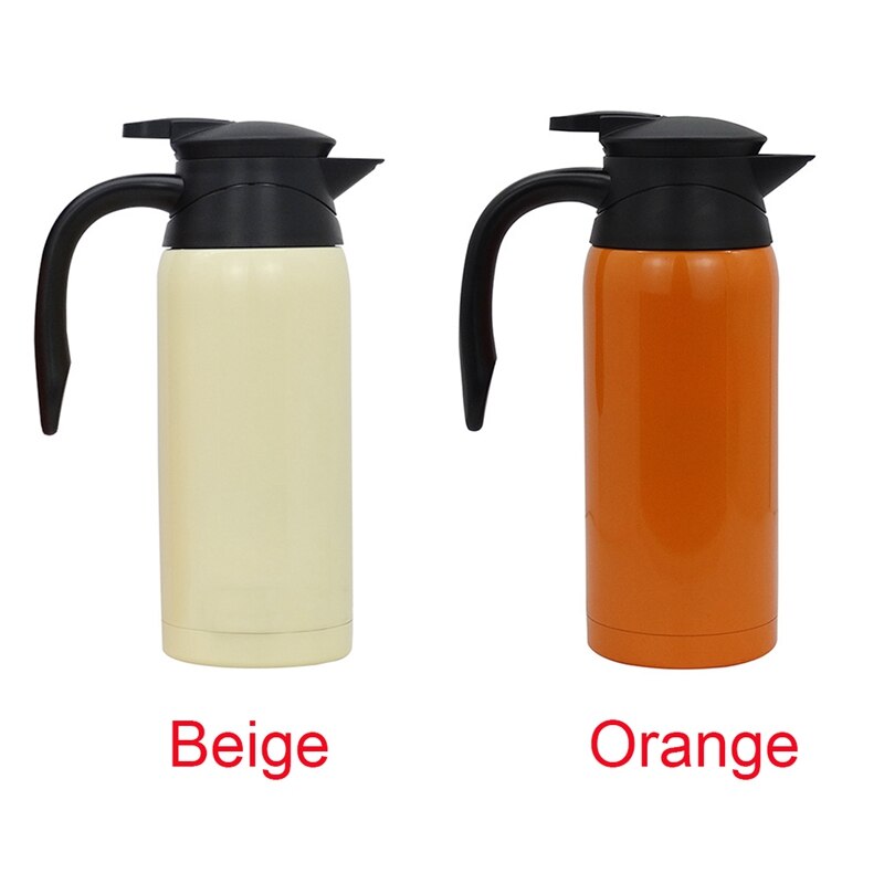 12-24v 800ml säker bil rostfritt stål elektrisk uppvärmd vattenkokare flaska kopp resa bil vattenkokare bilvärmare orange