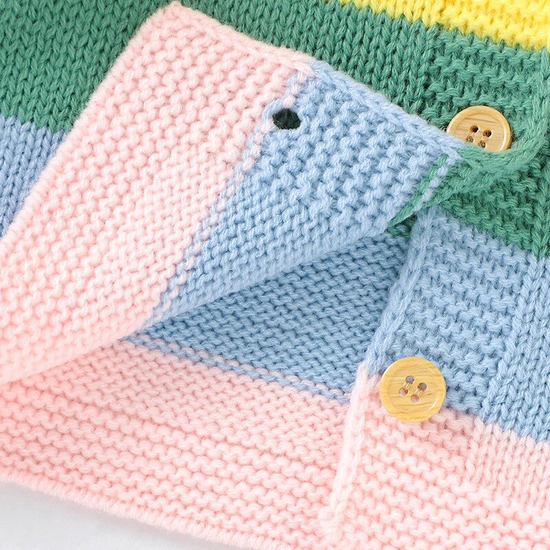 Los niños de los niños suéter otoño Cardigan para niña bebé estampado a rayas de punto Casual prendas de vestir exteriores ropa