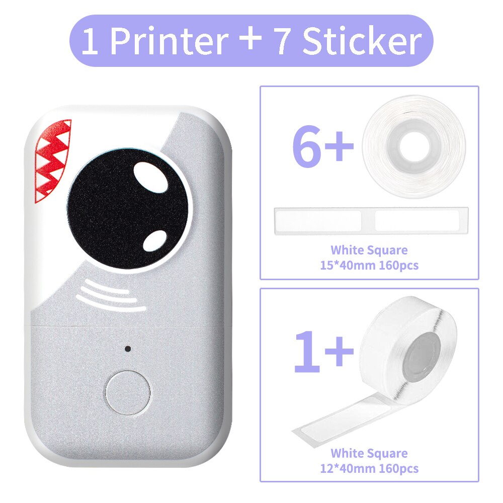 Phomemo Label Maker Sticky Note D30Pro Label Thermal Printer No Ink Home Business Helper Kitchen Sticker Machine: Shark-7 White Rolls