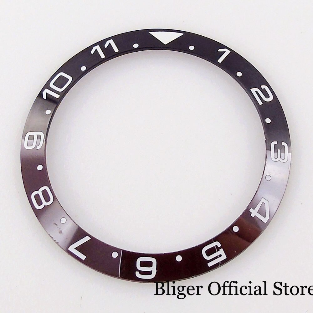 12 Hours 38mm*30.5mm Watch Bezel Insert Ceramic Alloy Steel Ring Slope Rose Gold Black Coffee Blue Green fit GMT SUB NH35A Watch: ceramic black brown