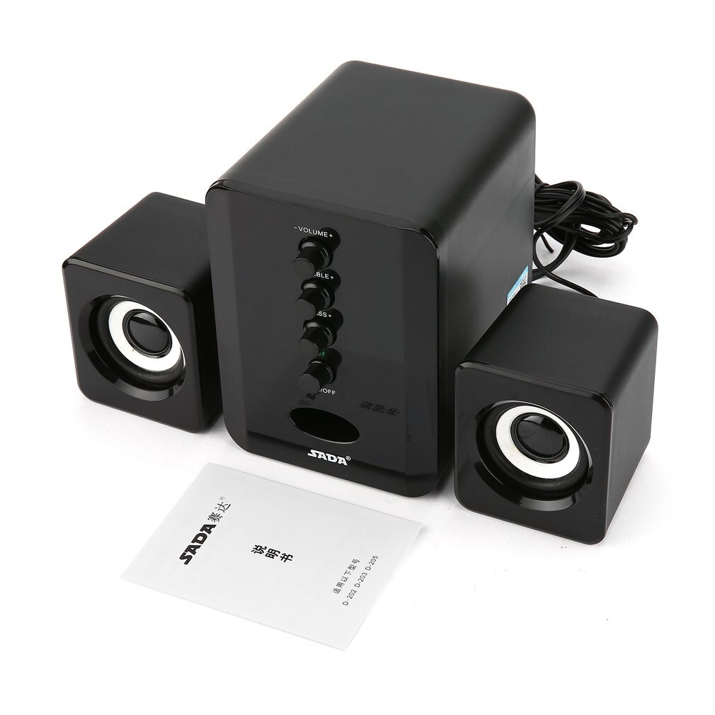 SADA D-202 USB Wired Combination Speakers Computer Speakers Bass Stereo Music Player Subwoofer Sound Box for PC Smart Phones: Default Title