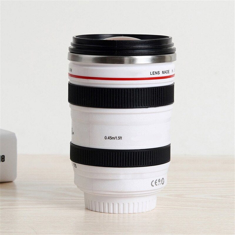 400 ml Rvs Camera Lens Mok Mok Met Deksel